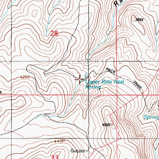 Topographic Map of Upper Rats Nest Spring, ID