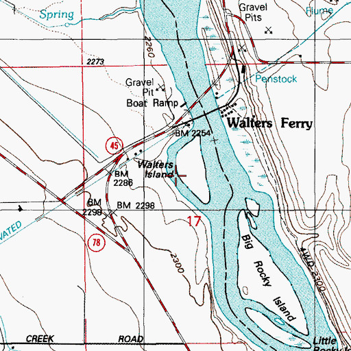 Topographic Map of Walters Island, ID