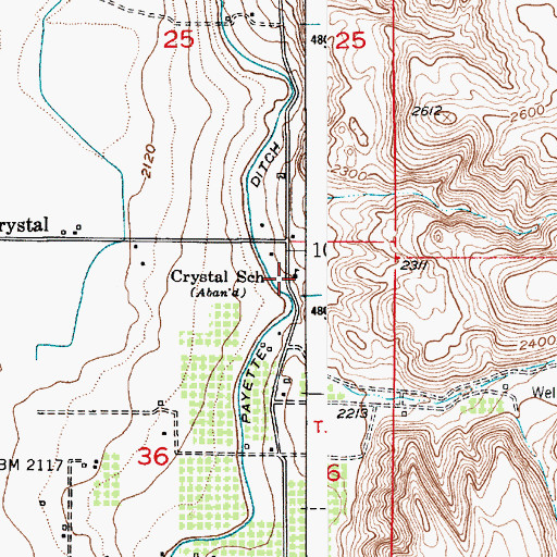 Topographic Map of Crystal School, ID