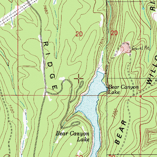 Topographic Map of Bear Canyon Lake Recreation Area, AZ