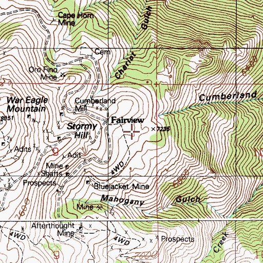 Topographic Map of Fairview, ID