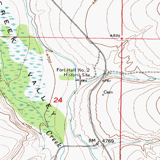 Topographic Map of Fort Hall Number 2 Historic Site, ID