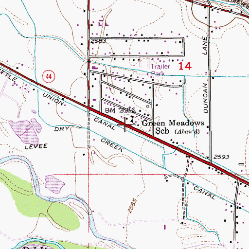Topographic Map of Green Meadows School, ID