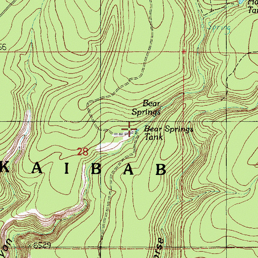 Topographic Map of Bear Springs Tank, AZ
