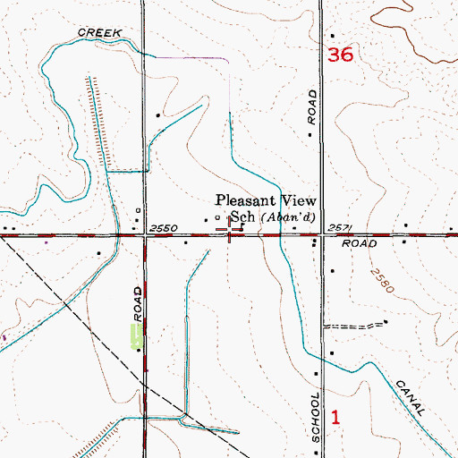 Topographic Map of Pleasant View School, ID