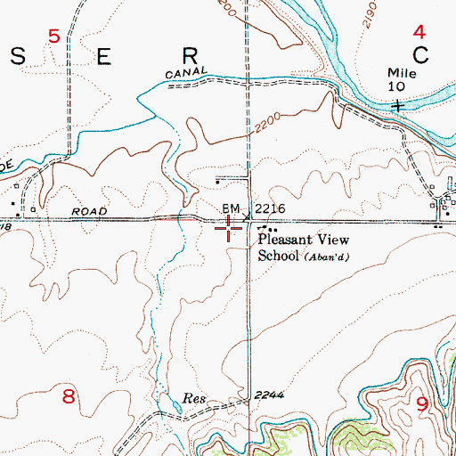 Topographic Map of Pleasant View School, ID