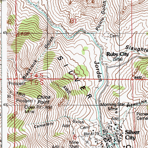 Topographic Map of Ruby City, ID