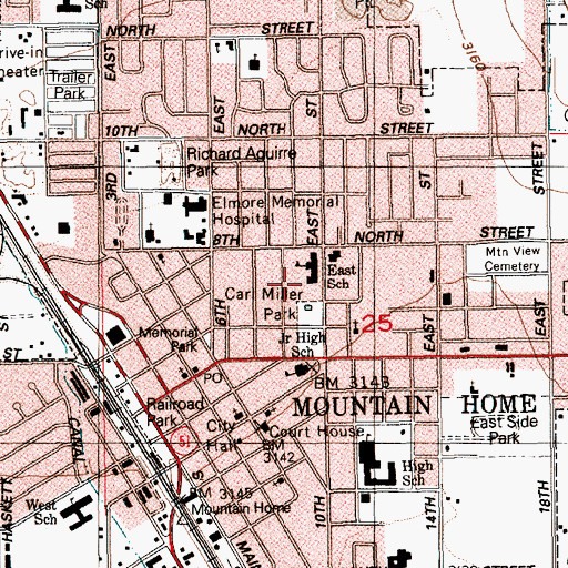 Topographic Map of Carl Miller Park, ID