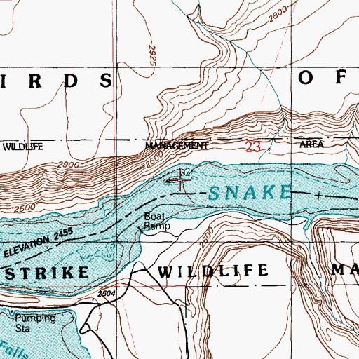 Topographic Map of Crane Falls (historical), ID
