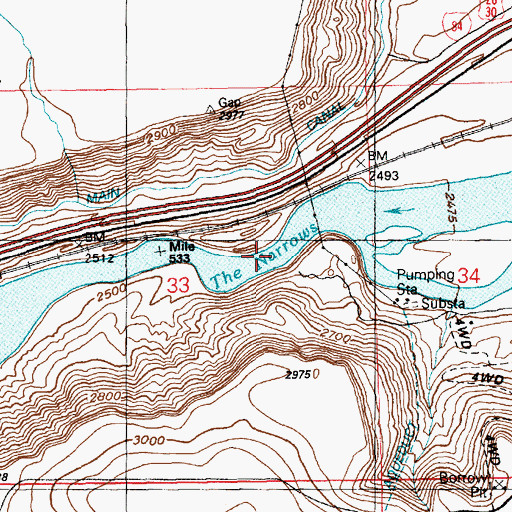 Topographic Map of The Narrows, ID
