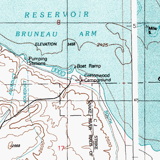 Topographic Map of Cottonwood Campground, ID