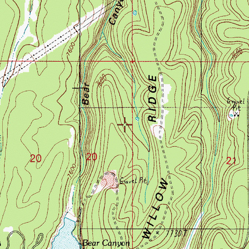 Topographic Map of Bear Willow Ridge, AZ