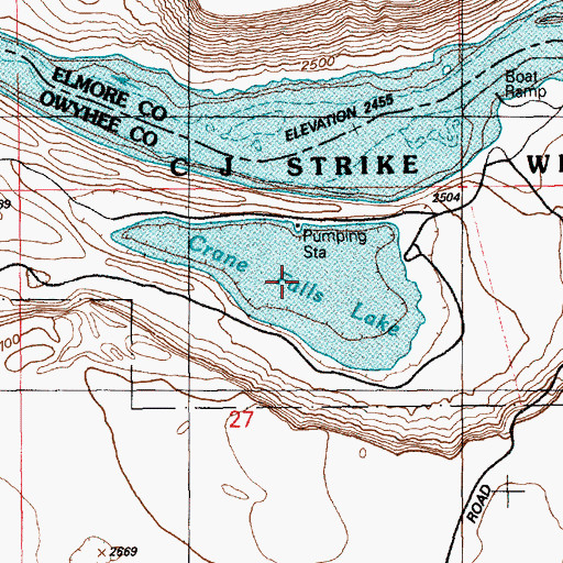 Topographic Map of Crane Falls Lake, ID