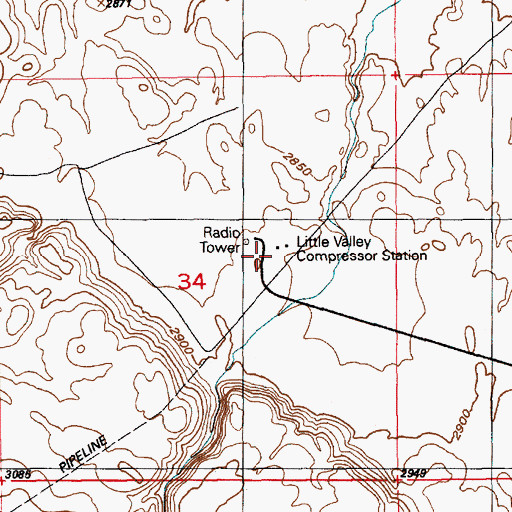 Topographic Map of Little Valley Compressor Station, ID