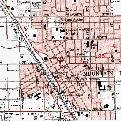 Topographic Map of Memorial Park, ID