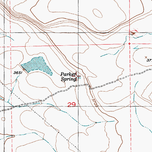 Topographic Map of Parker Spring, ID