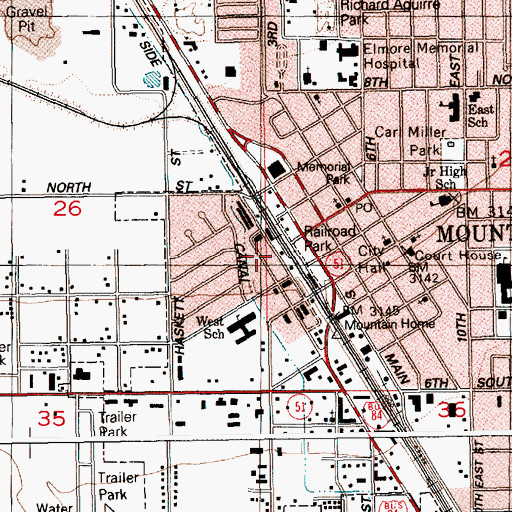 Topographic Map of Railroad Park, ID