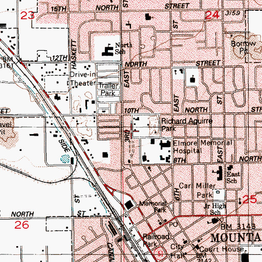 Topographic Map of Richard Aguirre Park, ID