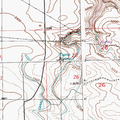 Topographic Map of Tuana Spring, ID