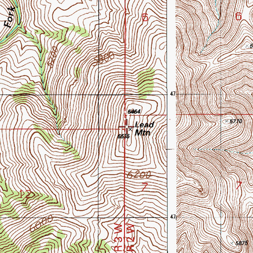 Topographic Map of Lead Mountain, ID
