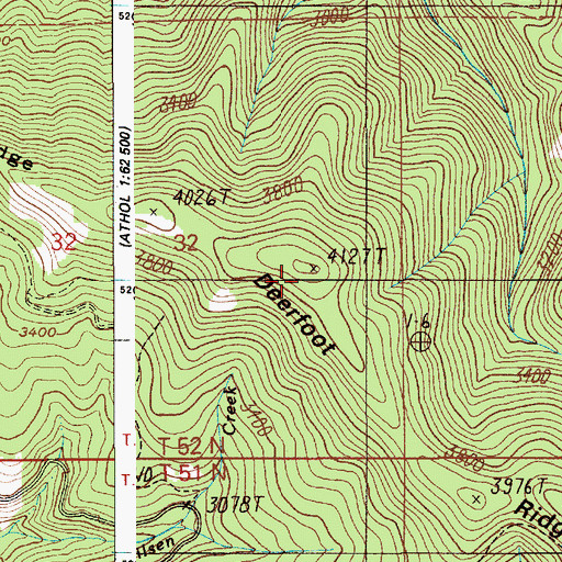Topographic Map of Deerfoot Ridge, ID