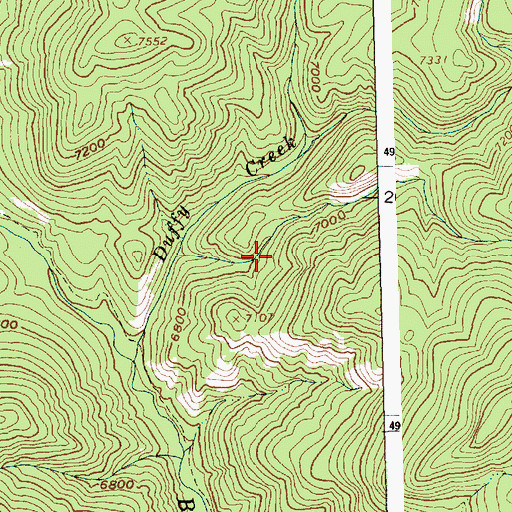 Topographic Map of Duffy Creek, ID