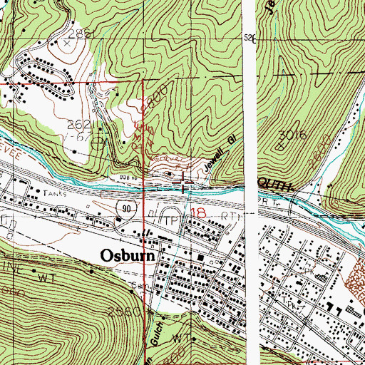 Topographic Map of Jewell Gulch, ID