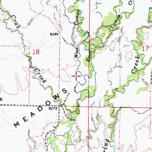 Topographic Map of West Camas Creek, ID