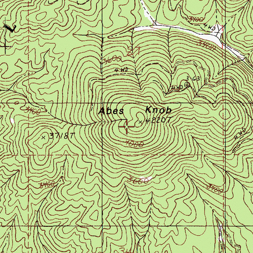 Topographic Map of Abes Knob, ID