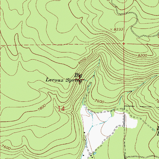Topographic Map of Big Leroux Spring, AZ
