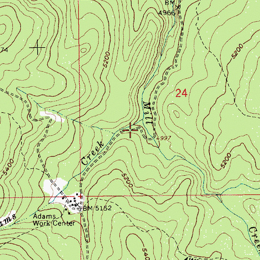 Topographic Map of Adams Creek, ID