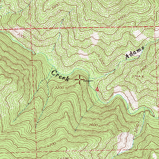 Topographic Map of Adams Creek, ID