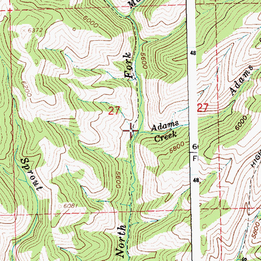 Topographic Map of Adams Creek, ID