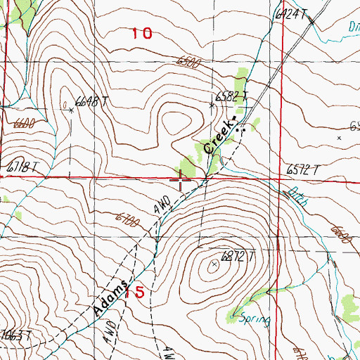 Topographic Map of Adams Creek, ID