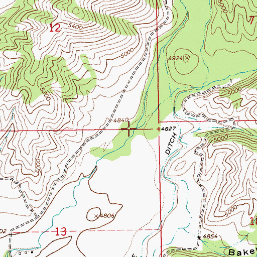 Topographic Map of Aden Creek, ID