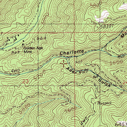 Topographic Map of Ader Gulch, ID