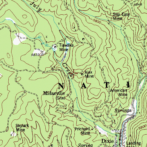 Topographic Map of Ajax Mine, ID