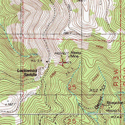 Topographic Map of Alaska Mine, ID