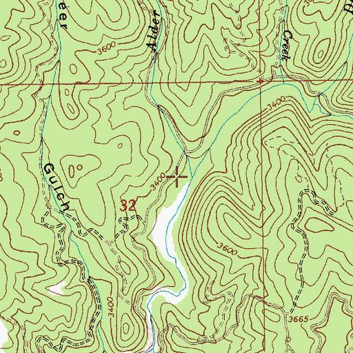 Topographic Map of Alder Creek, ID