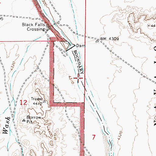 Topographic Map of Black Falls, AZ