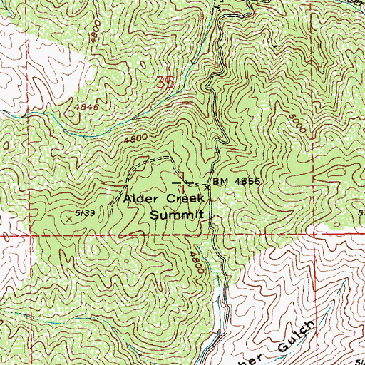 Topographic Map of Alder Creek Summit, ID