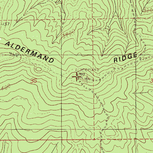 Topographic Map of Aldermand Ridge, ID