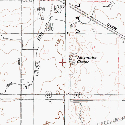 Topographic Map of Alexander Crater, ID
