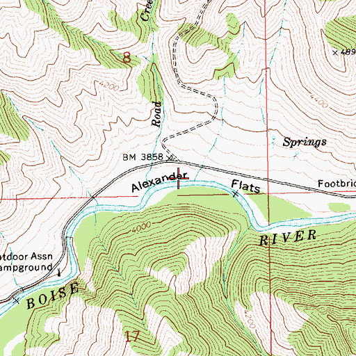 Topographic Map of Alexander Flats, ID