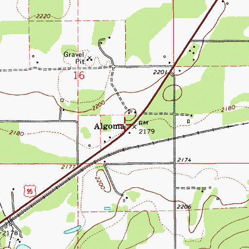 Topographic Map of Algoma, ID