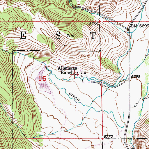 Topographic Map of Stewart Ranch, ID