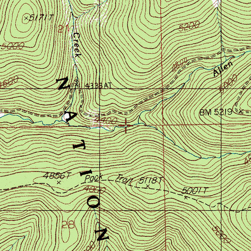 Topographic Map of Allen Creek, ID