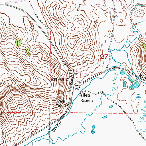 Topographic Map of Allen Ranch, ID