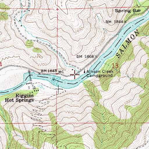 Topographic Map of Allison Creek, ID