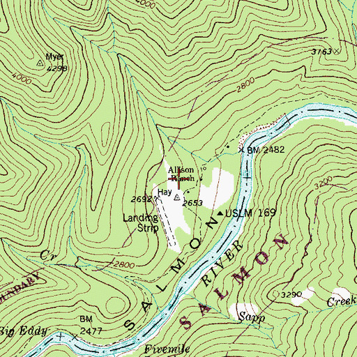 Topographic Map of Allison Ranch, ID